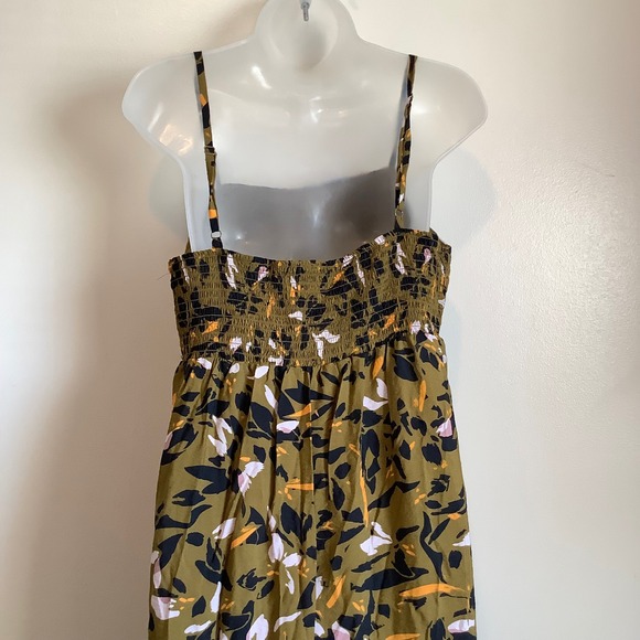 Nine West Dresses & Skirts - Nine West Olive Green Abstract Floral Tiered Maxi Dress Sleeveless Womens Large